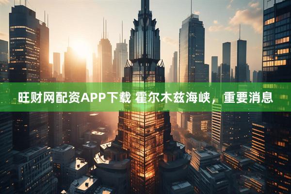 旺财网配资APP下载 霍尔木兹海峡，重要消息