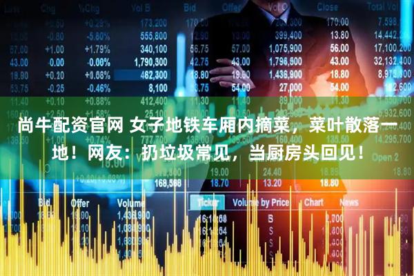 尚牛配资官网 女子地铁车厢内摘菜，菜叶散落一地！网友：扔垃圾常见，当厨房头回见！